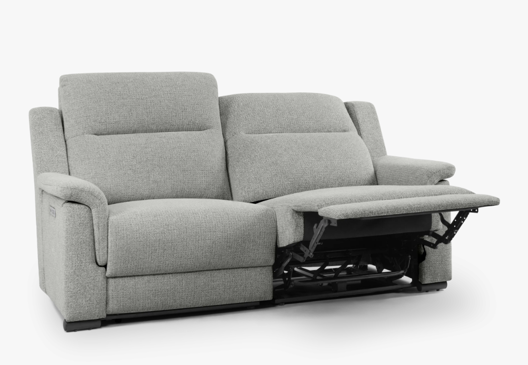 Sofà Relax Elèctric 2 Places amb USB en Teixit Gris