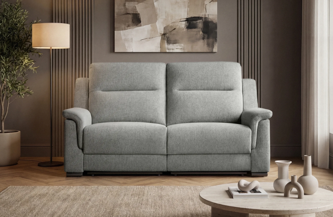 Sofà Relax Elèctric 2 Places amb USB en Teixit Gris