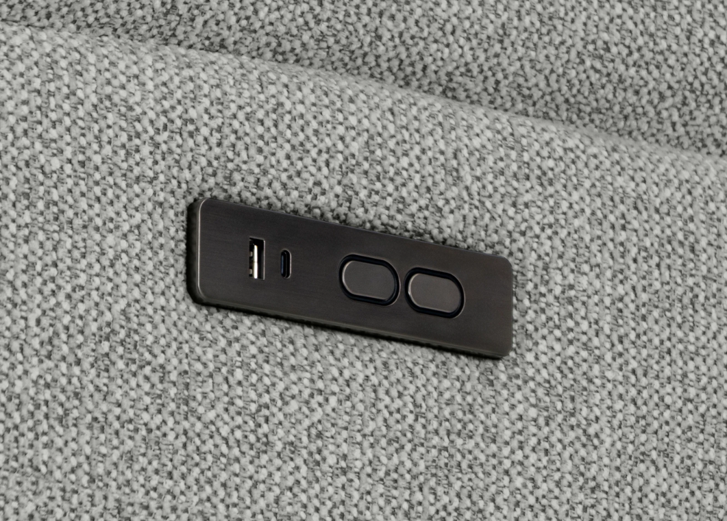 Sofà Relax Elèctric 2 Places amb USB en Teixit Gris