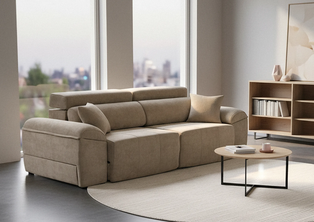 Sofà deslizant XL amb capçal reclinable