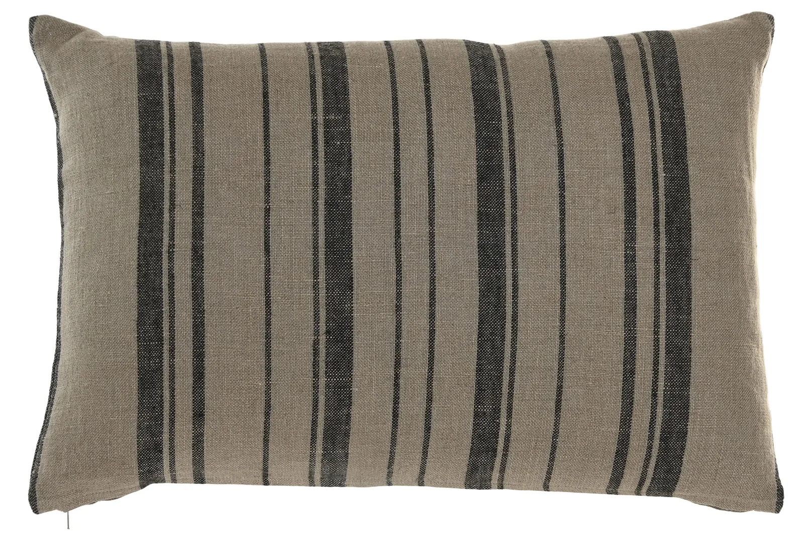 Cojín Rectangular de Lino a Rayas – Natural y Negro, 40 × 60 cm
