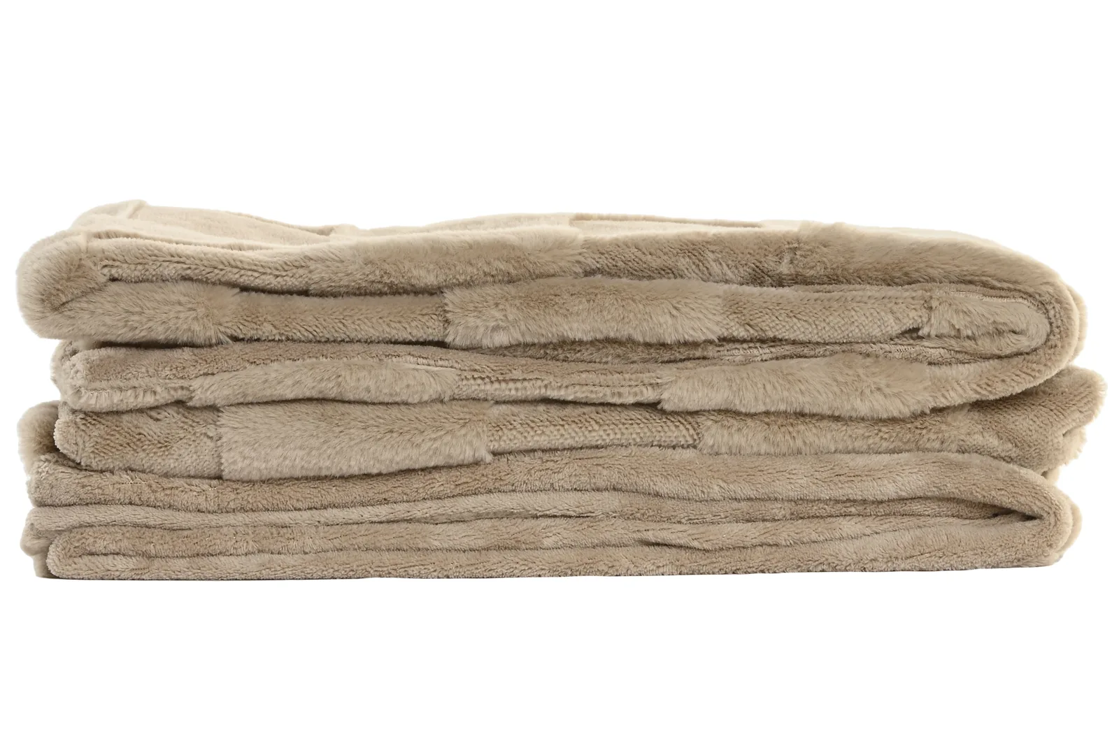 Manta Pelo Suave Cuadros – Beige, 130 × 170 cm