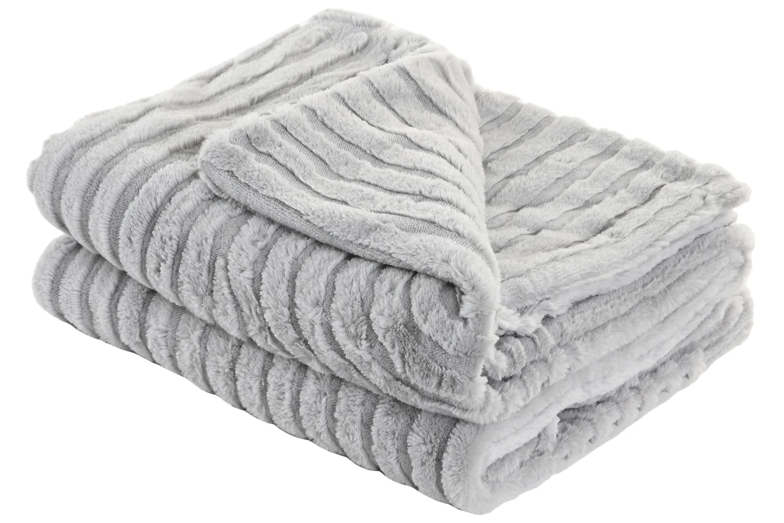 Manta Pèl Suau Ones – Gris Clar, 130 × 170 cm