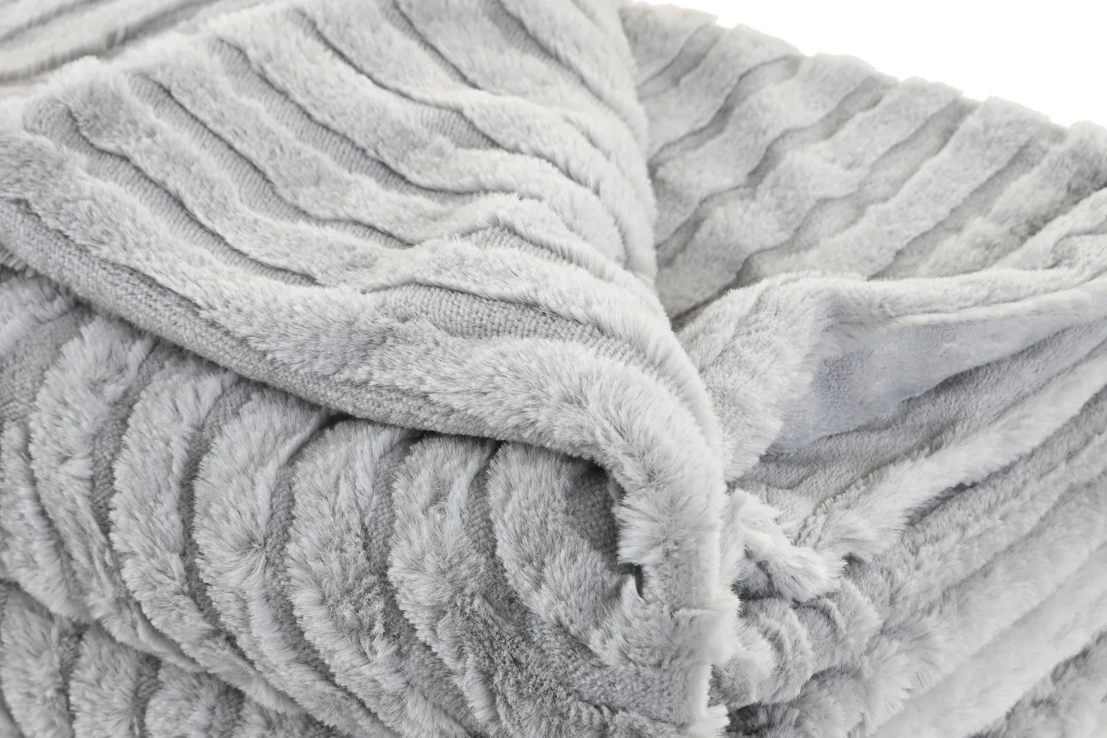 Manta Pèl Suau Ones – Gris Clar, 130 × 170 cm