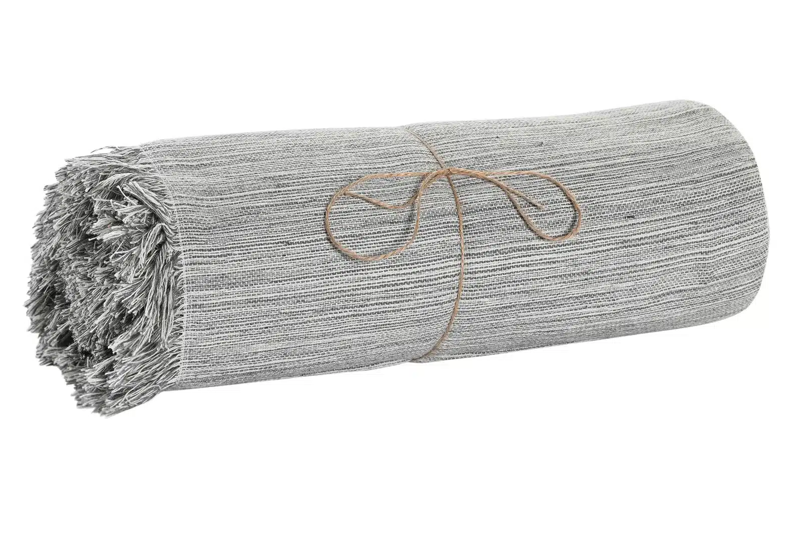 Plaid Cubresofá Algodón Reciclado con Flecos – Gris Jaspeado, 230 × 260 cm